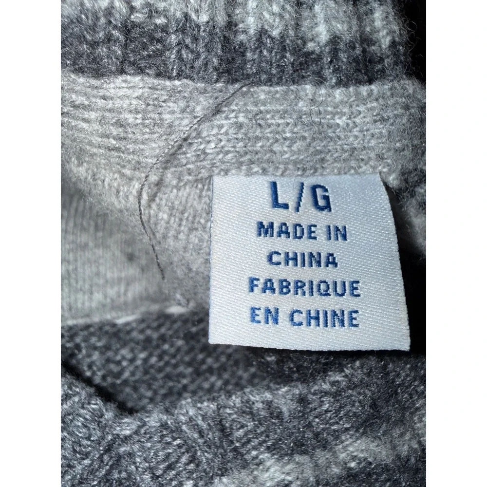 Tommy Bahama Mens Grey Striped V-Neck Lambswool Cashmere Blend Sweater Large